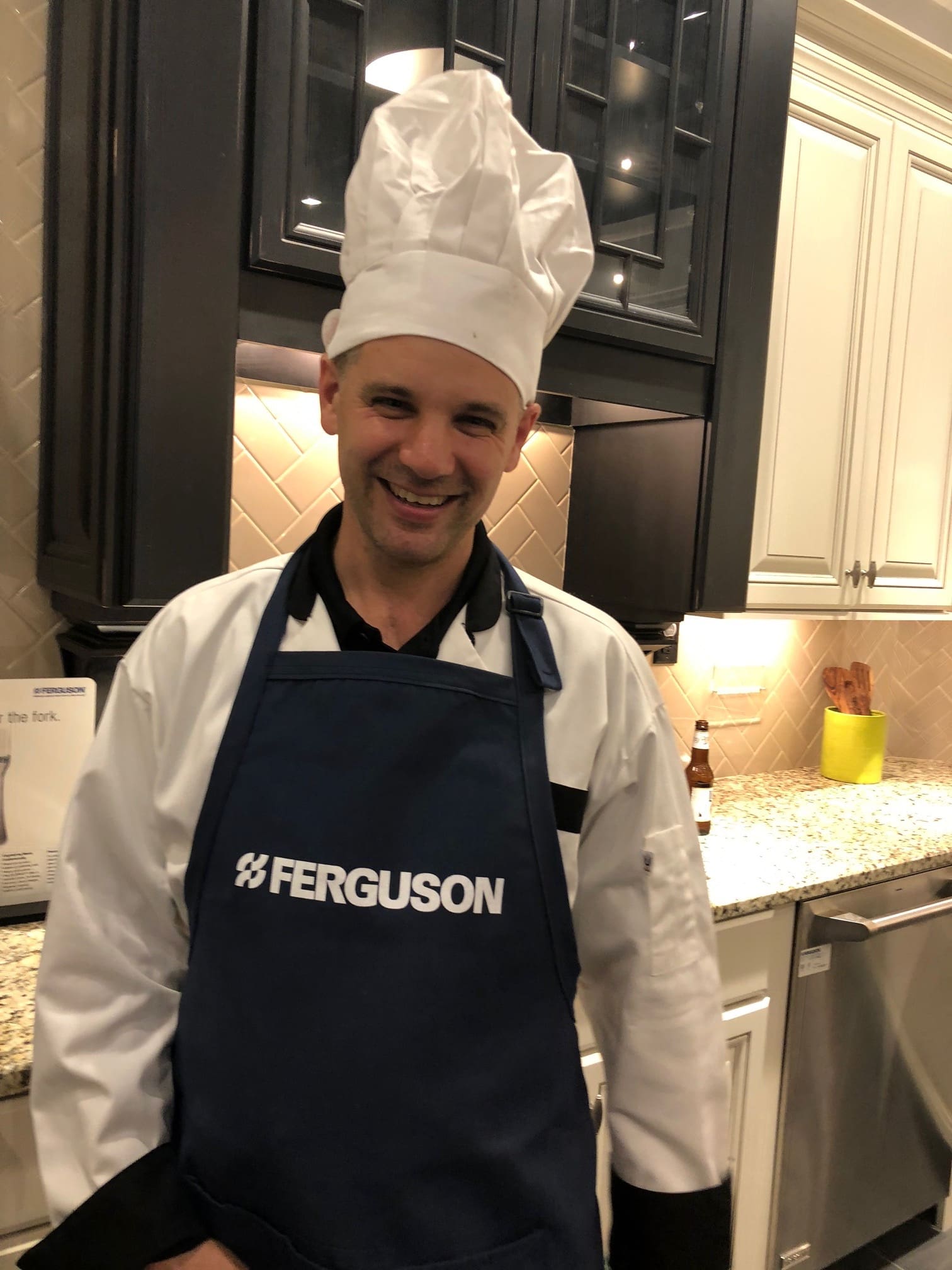 Chef in a hat at cooking event 